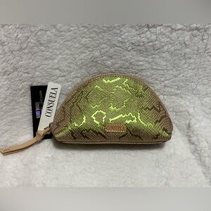NWT Consuela Metallic Green Brandy Medium Cosmetic Bag
